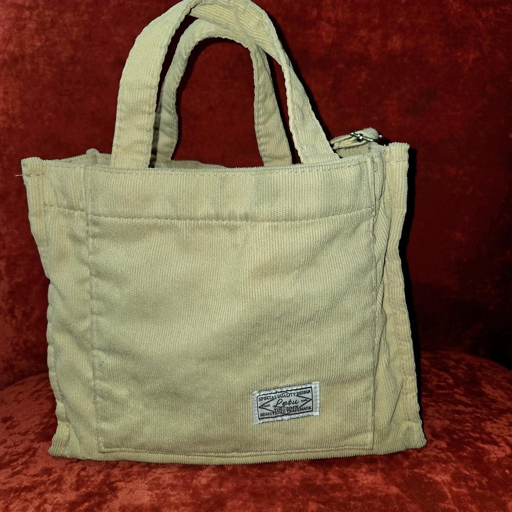 Letu Utility Hand Bag Multi-Use Unisex Corduroy Canvas Crossbody/Shoulder/ Khaki